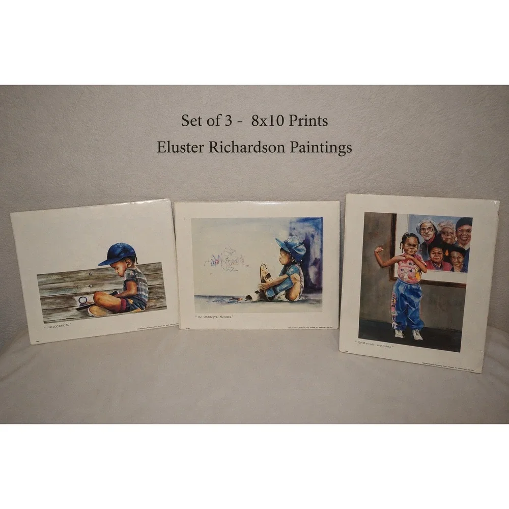 Vintage Eluster Richardson Art Print Set of 3, 8x10 Signed Prints (1998)